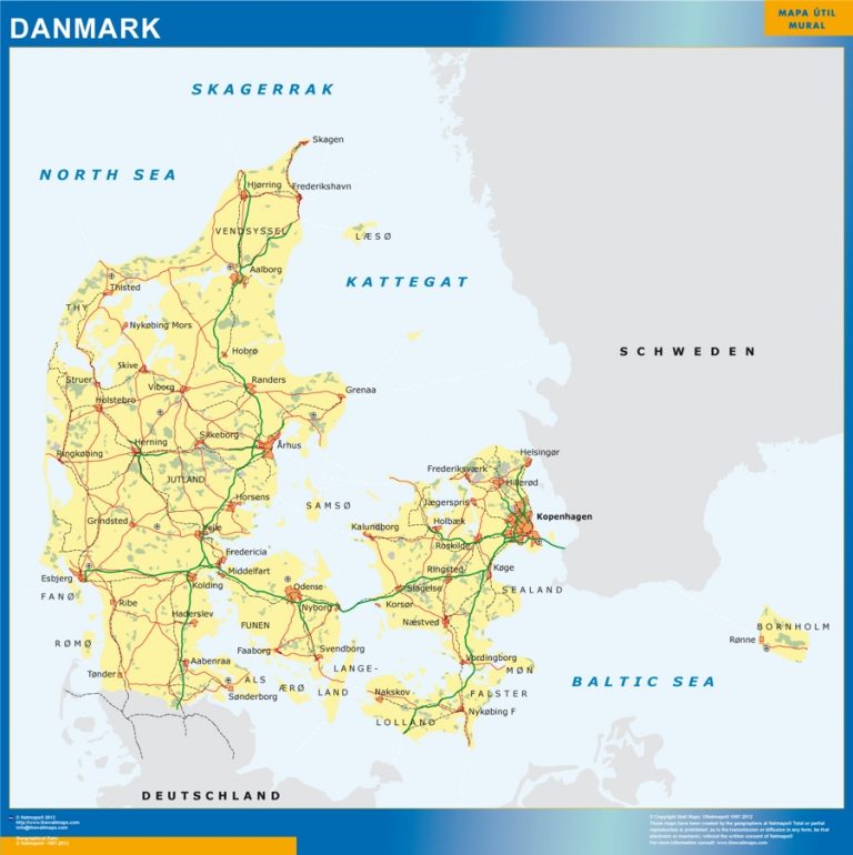 Mapa Dinamarca plastificado