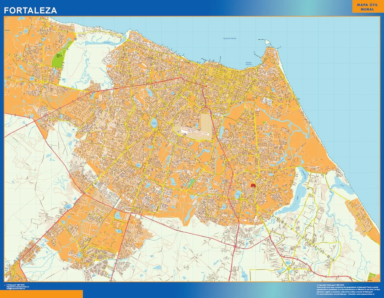 Mapa Fortaleza Brasil plastificado | Mapas para Mexico de pared murales
