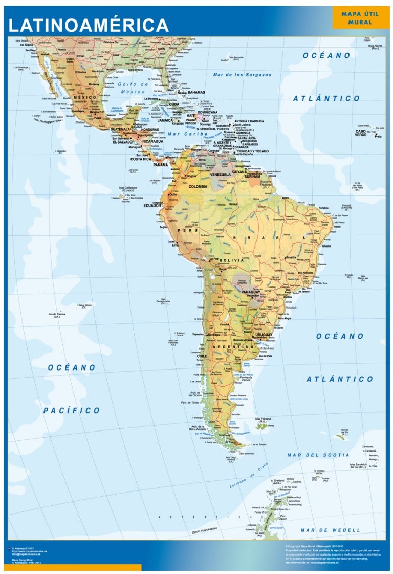 Mapa Latinoamerica plastificado