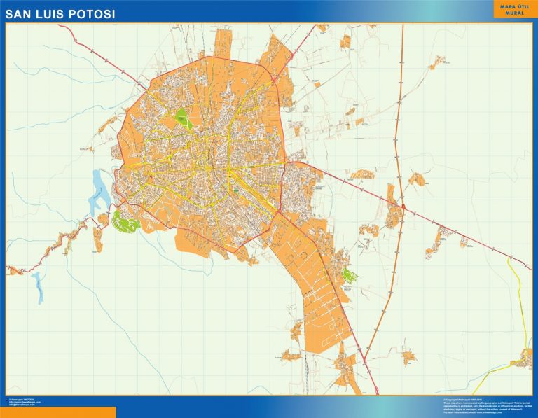 Mapa San Luis Potosi en Mexico plastificado